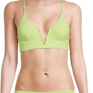 L*Space Womens Siren V-Neck Bikini Top Neon Green Size Medium